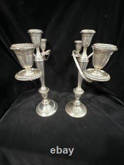 Antique Alvin Candelabra Weighed Sterling Silver 3 Light S258 2Pc Set