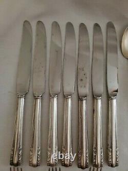 Antique Alvin Chapel Bells Sterling Silver Flatware -Pat. 1939 45 Pieces