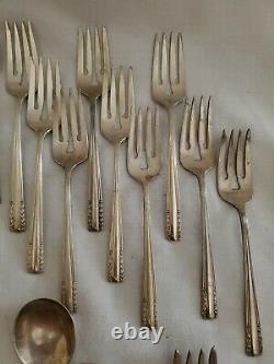 Antique Alvin Chapel Bells Sterling Silver Flatware -Pat. 1939 45 Pieces