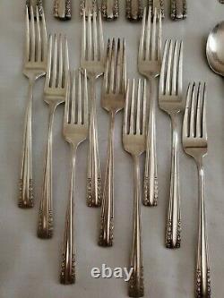 Antique Alvin Chapel Bells Sterling Silver Flatware -Pat. 1939 45 Pieces