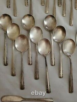 Antique Alvin Chapel Bells Sterling Silver Flatware -Pat. 1939 45 Pieces