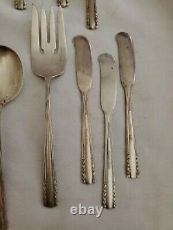 Antique Alvin Chapel Bells Sterling Silver Flatware -Pat. 1939 45 Pieces