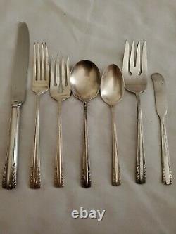 Antique Alvin Chapel Bells Sterling Silver Flatware -Pat. 1939 45 Pieces