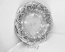 Antique Alvin Chippendale Old Sterling Silver Serving Bowl, Raised Floral, 8.5