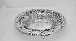 Antique Alvin Chippendale Old Sterling Silver Serving Bowl, Raised Floral, 8.5