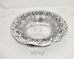 Antique Alvin Chippendale Old Sterling Silver Serving Bowl, Raised Floral, 8.5