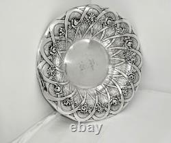 Antique Alvin Chippendale Old Sterling Silver Serving Bowl, Raised Floral, 8.5