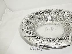 Antique Alvin Chippendale Old Sterling Silver Serving Bowl, Raised Floral, 8.5