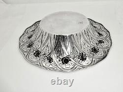 Antique Alvin Chippendale Old Sterling Silver Serving Bowl, Raised Floral, 8.5