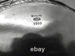 Antique Alvin Chippendale Old Sterling Silver Serving Bowl, Raised Floral, 8.5