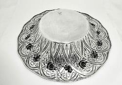 Antique Alvin Chippendale Old Sterling Silver Serving Bowl, Raised Floral, 8.5