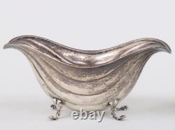 Antique Alvin Co Sterling Silver Ribbed Boat Form Claw Feet Candy Bowl
