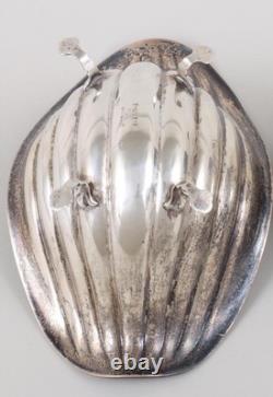 Antique Alvin Co Sterling Silver Ribbed Boat Form Claw Feet Candy Bowl