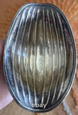 Antique Alvin Co Sterling Silver Ribbed Boat Form Claw Feet Candy Bowl