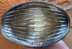 Antique Alvin Co Sterling Silver Ribbed Boat Form Claw Feet Candy Bowl