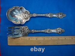 Antique Alvin Orange Blossom Pattern Sterling Cold Meat Fork + Berry Spoon