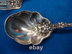 Antique Alvin Orange Blossom Pattern Sterling Cold Meat Fork + Berry Spoon