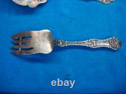 Antique Alvin Orange Blossom Pattern Sterling Cold Meat Fork + Berry Spoon