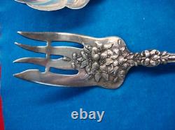 Antique Alvin Orange Blossom Pattern Sterling Cold Meat Fork + Berry Spoon