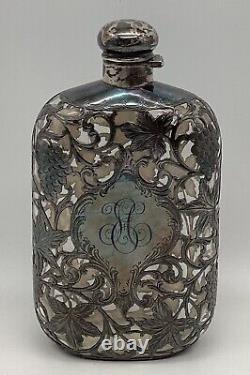 Antique Alvin Overlay Flask Sterling Fine Silver 999/1000 Victorian c. 1893