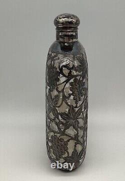 Antique Alvin Overlay Flask Sterling Fine Silver 999/1000 Victorian c. 1893