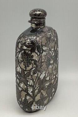 Antique Alvin Overlay Flask Sterling Fine Silver 999/1000 Victorian c. 1893