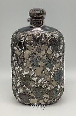 Antique Alvin Overlay Flask Sterling Fine Silver 999/1000 Victorian c. 1893