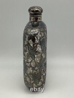 Antique Alvin Overlay Flask Sterling Fine Silver 999/1000 Victorian c. 1893
