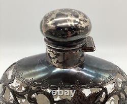 Antique Alvin Overlay Flask Sterling Fine Silver 999/1000 Victorian c. 1893
