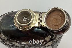 Antique Alvin Overlay Flask Sterling Fine Silver 999/1000 Victorian c. 1893