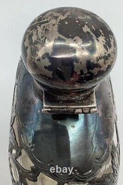 Antique Alvin Overlay Flask Sterling Fine Silver 999/1000 Victorian c. 1893