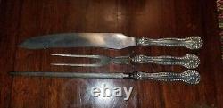 Antique Alvin Raleigh Sterling Silver Handled Roast Turkey Carving Set 3 Pcs