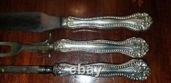 Antique Alvin Raleigh Sterling Silver Handled Roast Turkey Carving Set 3 Pcs