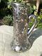 Antique Alvin Sterling Silver 999/1000 Overlay Crystal Decanter Pitcher Grapes