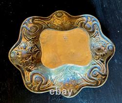 Antique Alvin Sterling Silver Art Nouveau Repousse Bowl/Dresser Tray #1077