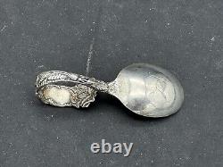 Antique Alvin Sterling Silver Bridal Rose Baby Spoon Curved Handle