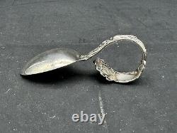 Antique Alvin Sterling Silver Bridal Rose Baby Spoon Curved Handle