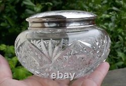 Antique Alvin Sterling Silver & Cut Crystal Hair Receiving Jar Model Number 83