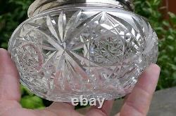 Antique Alvin Sterling Silver & Cut Crystal Hair Receiving Jar Model Number 83