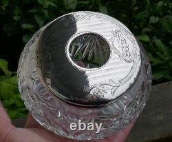 Antique Alvin Sterling Silver & Cut Crystal Hair Receiving Jar Model Number 83