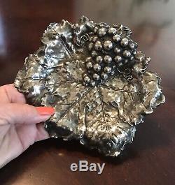 Antique Alvin Sterling Silver Dish Ornate Repousse Grapes Circa 1900