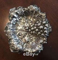 Antique Alvin Sterling Silver Dish Ornate Repousse Grapes Circa 1900