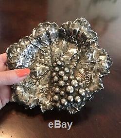 Antique Alvin Sterling Silver Dish Ornate Repousse Grapes Circa 1900