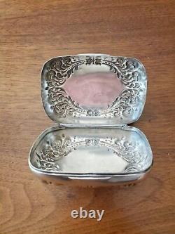 Antique Alvin Sterling Silver Hinged Soap Box Trinket Pill Case Soapbox 77.1g