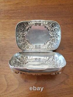 Antique Alvin Sterling Silver Hinged Soap Box Trinket Pill Case Soapbox 77.1g
