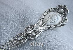 Antique Alvin Sterling Silver Nuremburg Jester Devil Face Serving Berry Spoon