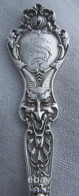 Antique Alvin Sterling Silver Nuremburg Jester Devil Face Serving Berry Spoon