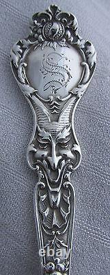 Antique Alvin Sterling Silver Nuremburg Jester Devil Face Serving Berry Spoon