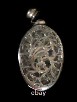 Antique Alvin Sterling Silver Overlay Crystal Flask