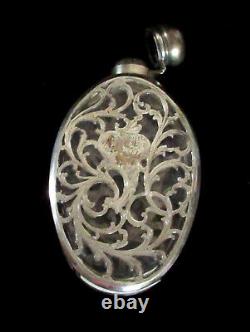 Antique Alvin Sterling Silver Overlay Crystal Flask